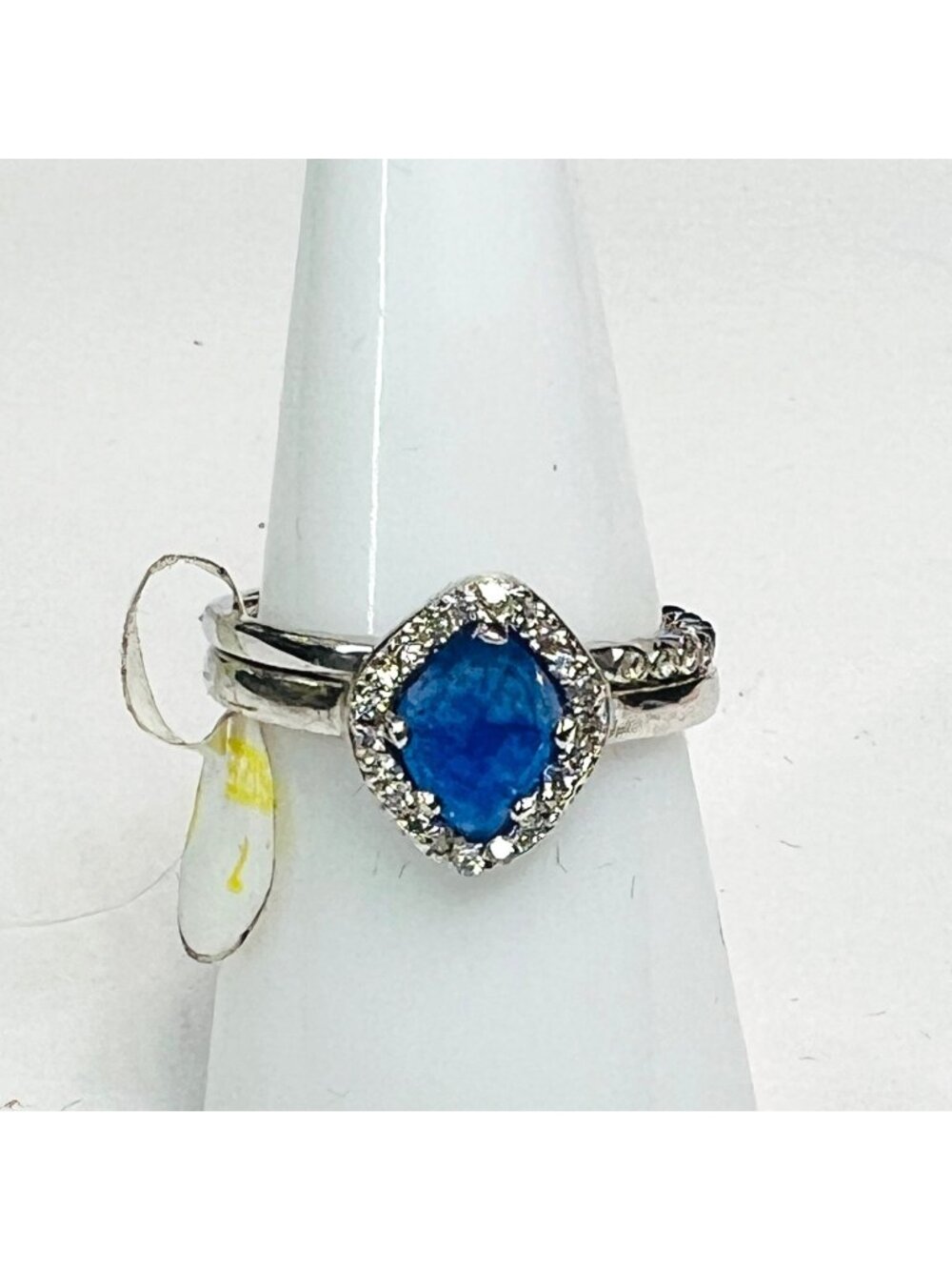 Ring Bomb Party Ring  size 7 blue color stone silver color band